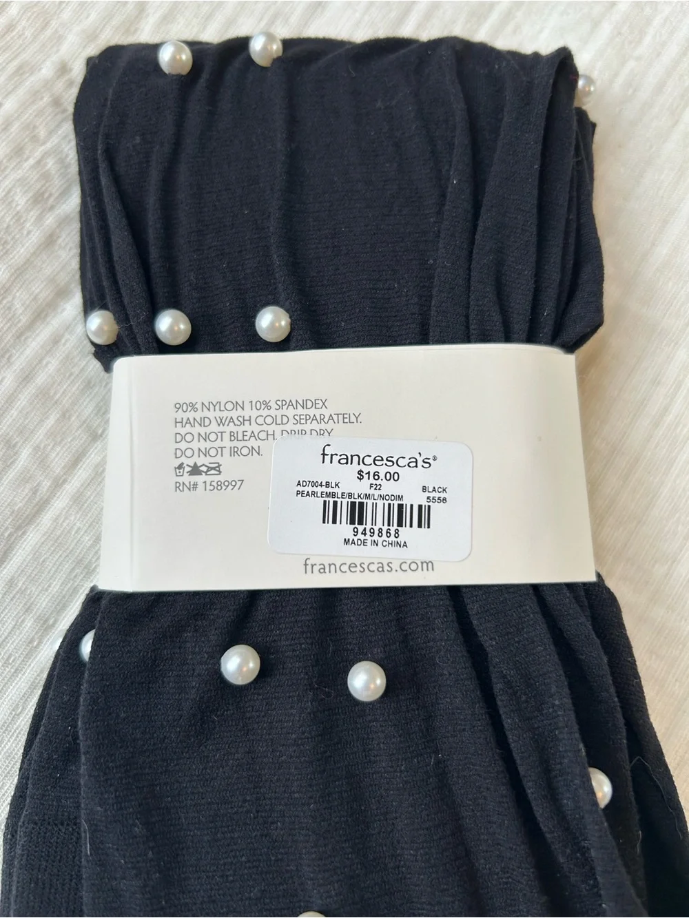 NWT Francesca’s Black Pearl Tights Size M/L🖤🤍